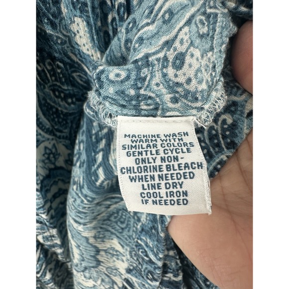 Go Softly Patio Dress Women Blue Tassle Flutter Sleeve Sz L Mumuu Q1015 - Picture 7 of 12